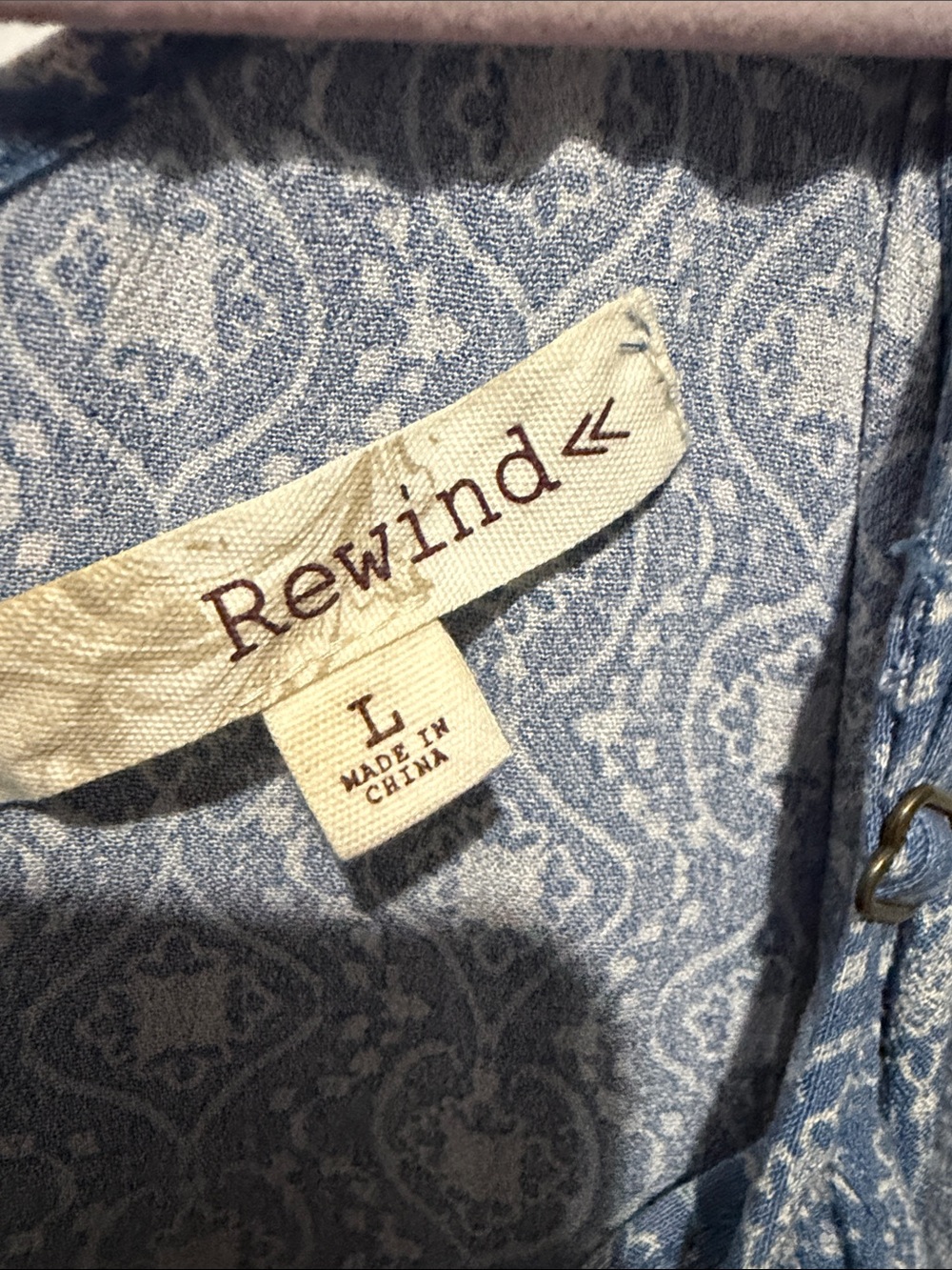 Rewind - Blue Printed High-Low Ruffle Dress - Picture 3 of 4